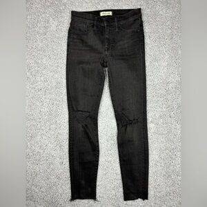 Madewell Jeans Womens 26 High Rise Skinny Black Distressed Holes Party Grunge